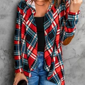 Suede elbow patch hooded laid jacket